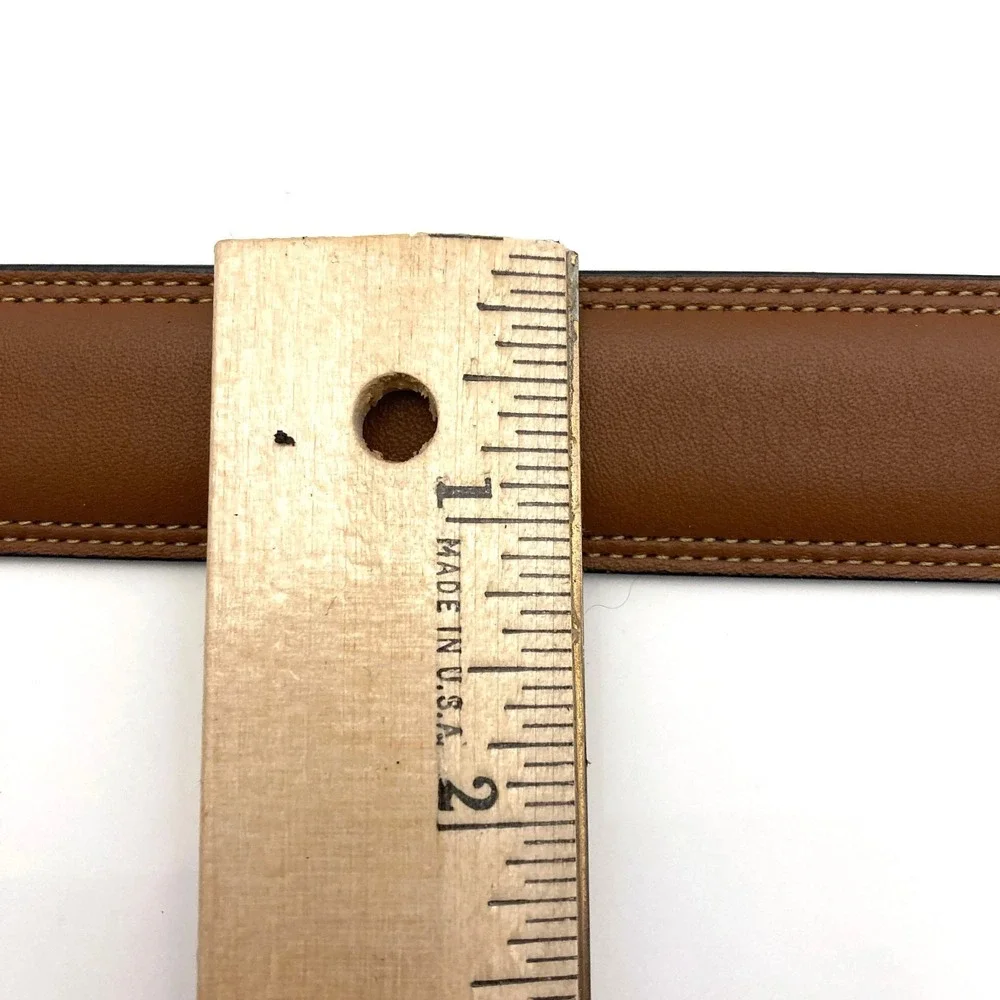 Brown Full Grain Cowhide Leather Belt Brass Buckle Mens‎ 50 1-1/8